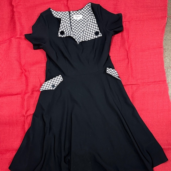 Tatyana Black Dress with Checkered Details - Picture 1 of 4